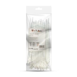 Opaski Zaciskowe V-TAC 2.5x150mm Biała 8kg Nylon66 (Opak. 100szt)