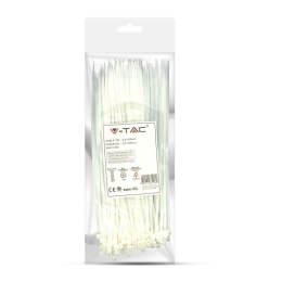 Opaski Zaciskowe V-TAC 2.5x200mm Biała 8kg Nylon66 (Opak. 100szt)