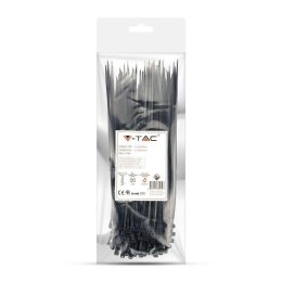 Opaski Zaciskowe V-TAC 2.5x200mm Czarna 8kg Nylon66 (Opak. 100szt)