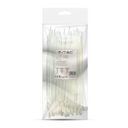 Opaski Zaciskowe V-TAC 3.5x200mm Biała 18kg Nylon66 (Opak. 100szt)