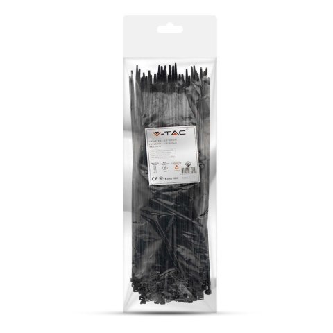 Opaski Zaciskowe V-TAC 3.5x300mm Czarna 18kg Nylon66 (Opak. 100szt) Opaski Zaciskowe V-TAC 3.5x300mm Czarna 18kg Nylon66 (Opak. 100szt)
