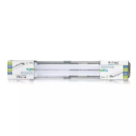 Oprawa hermetyczna LED V-TAC PC/PC 2x120cm (2 x 18W) (tuby LED w zestawie) VT-12023 4000K 3400lm 2 lata Gwarancji Oprawa hermetyczna LED V-TAC PC/PC 2x120cm (2 x 18W) (tuby LED w zestawie) VT-12023 4000K 3400lm 2 lata Gwarancji