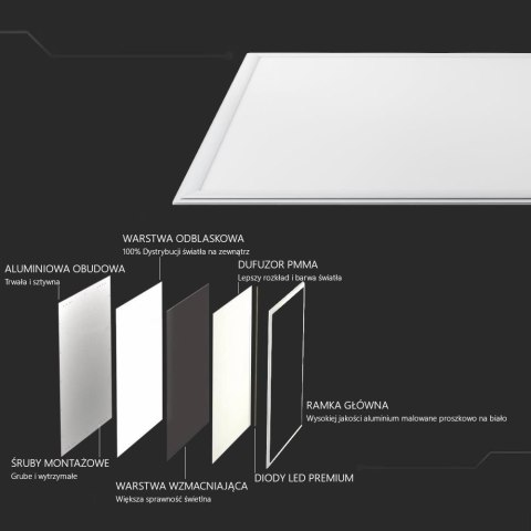 Panel LED V-TAC 40W 600x600 PMMA 120Lm/W VT-6060-6 4000K 4950lm Panel LED V-TAC 40W 600x600 PMMA 120Lm/W VT-6060-6 4000K 4950lm
