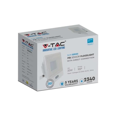 Projektor LED V-TAC 30W SAMSUNG CHIP czujnik ruchu biały Z mufą VT-138S 6500K 2340lm 5 lat Gwarancji Projektor LED V-TAC 30W SAMSUNG CHIP czujnik ruchu biały Z mufą VT-138S 6500K 2340lm 5 lat Gwarancji