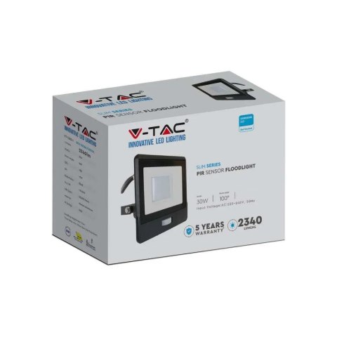 Projektor LED V-TAC 30W SAMSUNG CHIP Czujnik Ruchu Czarny Przewód 1M VT-138S-1 6400K 2340lm 5 Lat Gwarancji Projektor LED V-TAC 30W SAMSUNG CHIP Czujnik Ruchu Czarny Przewód 1M VT-138S-1 6400K 2340lm 5 Lat Gwarancji