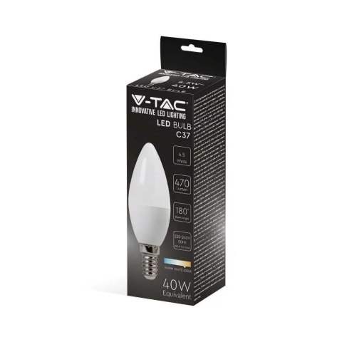 Żarówka LED V-TAC 4,5W E14 świeczka VT-1855 6500K 470lm 2 lata Gwarancji Żarówka LED V-TAC 4,5W E14 świeczka VT-1855 6500K 470lm 2 lata Gwarancji
