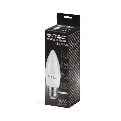 Żarówka LED V-TAC 4,5W E27 Świeczka VT-1821 3000K 470lm Żarówka LED V-TAC 4,5W E27 Świeczka VT-1821 3000K 470lm