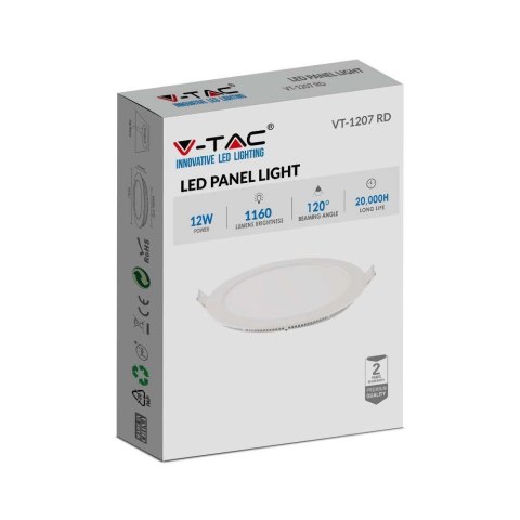 Panel LED V-TAC premium downlight 12W okrągły fi170 VT-1207 4000K 1160lm 2 lata Gwarancji Panel LED V-TAC premium downlight 12W okrągły fi170 VT-1207 4000K 1160lm 2 lata Gwarancji