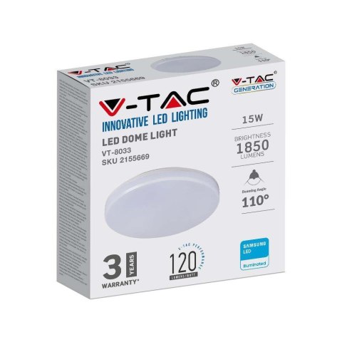 Plafon natynkowy okrągły V-TAC 15W LED SAMSUNG CHIP IP44 120Lm/W VT-8033 4000K 1850lm 3 lata Gwarancji Plafon natynkowy okrągły V-TAC 15W LED SAMSUNG CHIP IP44 120Lm/W VT-8033 4000K 1850lm 3 lata Gwarancji