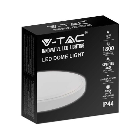 Plafon V-TAC 18W LED Okrągły IP44 23cm Biały VT-8618W-RD 4000K 1800lm Plafon V-TAC 18W LED Okrągły IP44 23cm Biały VT-8618W-RD 4000K 1800lm
