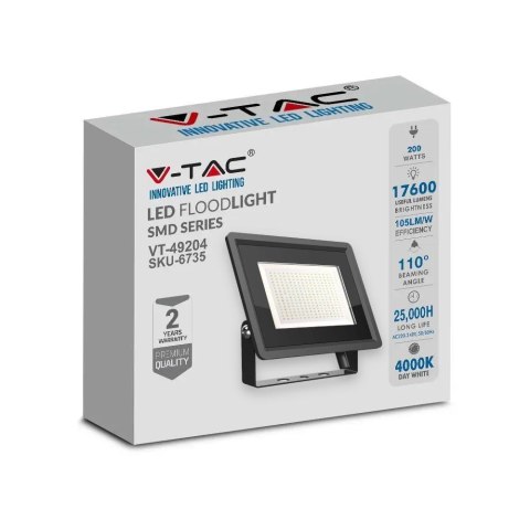 Projektor LED V-TAC 200W SMD F-class czarny VT-49204 4000K 17600lm 2 lata Gwarancji Projektor LED V-TAC 200W SMD F-class czarny VT-49204 4000K 17600lm 2 lata Gwarancji