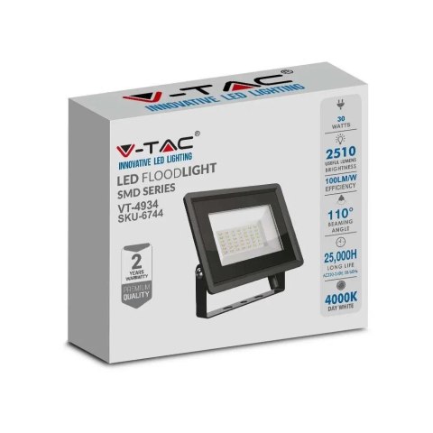 Projektor LED V-TAC 30W SMD F-CLASS Czarny VT-4934-B 4000K 2510lm Projektor LED V-TAC 30W SMD F-CLASS Czarny VT-4934-B 4000K 2510lm
