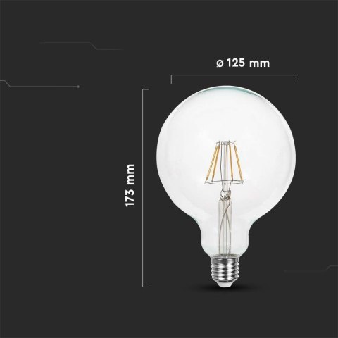 Żarówka LED 10W Filament E27 Kula Glob G125 V-TAC VT-1979 4000K 1055lm Żarówka LED 10W Filament E27 Kula Glob G125 V-TAC VT-1979 4000K 1055lm