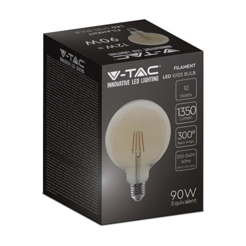 Żarówka LED V-TAC 12W filament E27 kula glob G125 bursztyn VT-2153 2200K 1350lm 2 lata Gwarancji Żarówka LED V-TAC 12W filament E27 kula glob G125 bursztyn VT-2153 2200K 1350lm 2 lata Gwarancji
