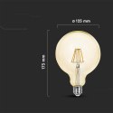 Żarówka LED V-TAC 12W filament E27 kula glob G125 bursztyn VT-2153 2200K 1350lm 2 lata Gwarancji