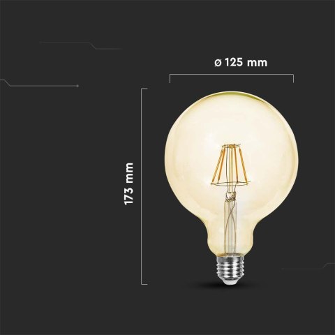Żarówka LED V-TAC 12W filament E27 kula glob G125 bursztyn VT-2153 2200K 1350lm 2 lata Gwarancji Żarówka LED V-TAC 12W filament E27 kula glob G125 bursztyn VT-2153 2200K 1350lm 2 lata Gwarancji