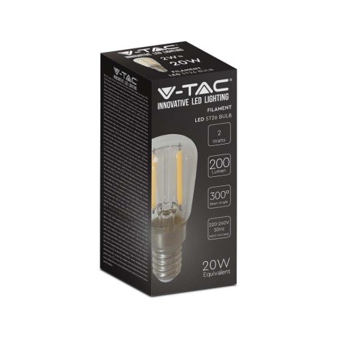Żarówka LED V-TAC 2W filament E14 ST26 VT-1952 3000K 200lm 2 lata Gwarancji Żarówka LED V-TAC 2W filament E14 ST26 VT-1952 3000K 200lm 2 lata Gwarancji