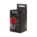 Żarówka LED V-TAC 2W filament E27 kulka G45 kolor VT-2132 Kolor Czerwony 60lm 2 lata Gwarancji