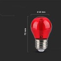 Żarówka LED V-TAC 2W filament E27 kulka G45 kolor VT-2132 Kolor Czerwony 60lm 2 lata Gwarancji