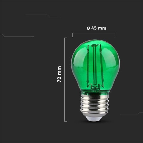 Żarówka LED V-TAC 2W Filament E27 Kulka G45 Kolor VT-2132 Kolor Zielony 60lm Żarówka LED V-TAC 2W Filament E27 Kulka G45 Kolor VT-2132 Kolor Zielony 60lm