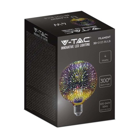 Żarówka LED V-TAC 3W E27 Filament Gwiazdy 3D Kula Glob G125 VT-2233 3000K 40lm Żarówka LED V-TAC 3W E27 Filament Gwiazdy 3D Kula Glob G125 VT-2233 3000K 40lm