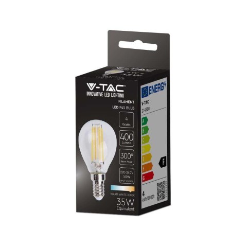 Żarówka LED V-TAC 4W filament E14 P45 kulka VT-1996 3000K 400lm 2 lata Gwarancji Żarówka LED V-TAC 4W filament E14 P45 kulka VT-1996 3000K 400lm 2 lata Gwarancji