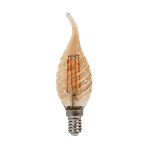 Żarówka LED V-TAC 4W filament E14 świeczka bursztyn płomyk twist VT-1947 2200K 350lm 2 lata Gwarancji Żarówka LED V-TAC 4W filament E14 świeczka bursztyn płomyk twist VT-1947 2200K 350lm 2 lata Gwarancji