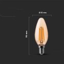 Żarówka LED V-TAC 4W filament E14 świeczka bursztyn VT-1955 2200K 350lm 2 lata Gwarancji