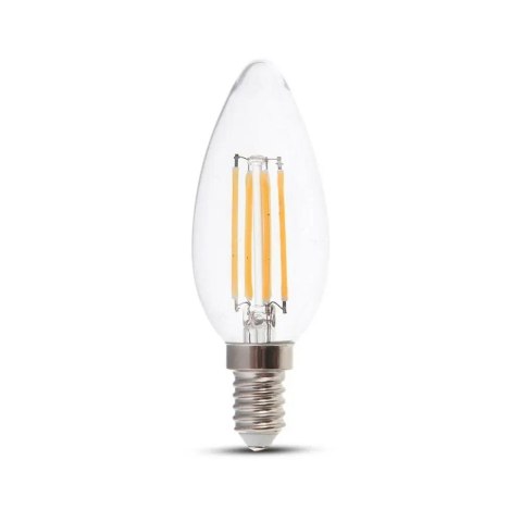Żarówka LED V-TAC 4W Filament E14 Świeczka Ściemnialna VT-2304D 3000K 400lm Żarówka LED V-TAC 4W Filament E14 Świeczka Ściemnialna VT-2304D 3000K 400lm