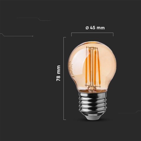 Żarówka LED V-TAC 4W Filament E27 G45 Bursztyn VT-1957 2200K 350lm Żarówka LED V-TAC 4W Filament E27 G45 Bursztyn VT-1957 2200K 350lm