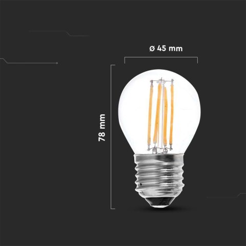 Żarówka LED V-TAC 4W Filament E27 G45 P45 Kulka VT-1980 3000K 400lm Żarówka LED V-TAC 4W Filament E27 G45 P45 Kulka VT-1980 3000K 400lm