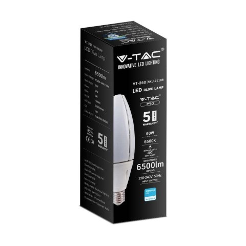 Żarówka LED V-TAC SAMSUNG CHIP 60W E40 VT-260 6500K 6500lm 5 Lat Gwarancji Żarówka LED V-TAC SAMSUNG CHIP 60W E40 VT-260 6500K 6500lm 5 Lat Gwarancji