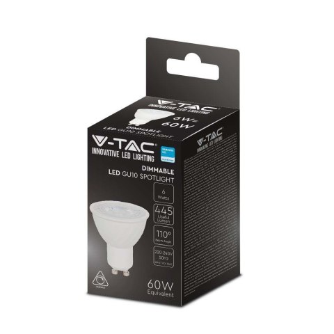 Żarówka LED V-TAC SAMSUNG CHIP 6W GU10 110st Ściemnialna VT-247 4000K 445lm 5 Lat Gwarancji Żarówka LED V-TAC SAMSUNG CHIP 6W GU10 110st Ściemnialna VT-247 4000K 445lm 5 Lat Gwarancji