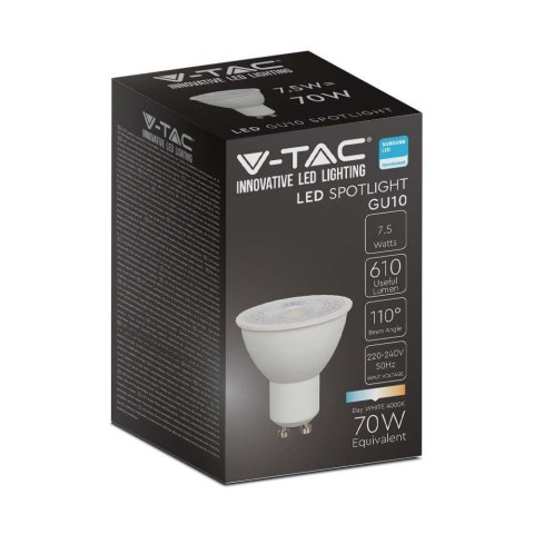 Żarówka LED V-TAC SAMSUNG CHIP GU10 7,5W 110st VT-292 4000K 610lm 5 Lat Gwarancji Żarówka LED V-TAC SAMSUNG CHIP GU10 7,5W 110st VT-292 4000K 610lm 5 Lat Gwarancji