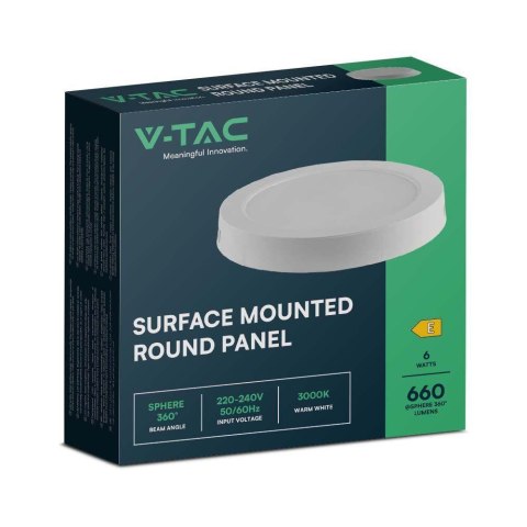 Panel LED V-TAC Natynkowy Premium Downlight 6W Okrągły fi120 VT-60006 4000K 660lm Panel LED V-TAC Natynkowy Premium Downlight 6W Okrągły fi120 VT-60006 4000K 660lm