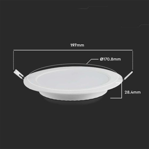 Panel LED V-TAC Wpuszczany Premium Downlight 12W Okrągły fi170 VT-61012 6500K 1200lm Panel LED V-TAC Wpuszczany Premium Downlight 12W Okrągły fi170 VT-61012 6500K 1200lm