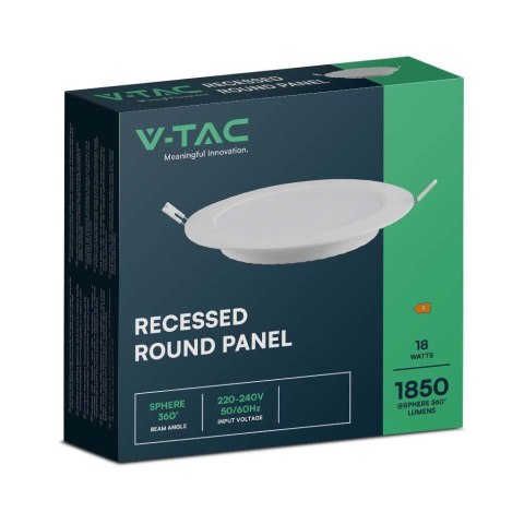 Panel LED V-TAC Wpuszczany Premium Downlight 18W Okrągły fi220 VT-61018 6500K 1980lm Panel LED V-TAC Wpuszczany Premium Downlight 18W Okrągły fi220 VT-61018 6500K 1980lm