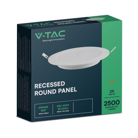 Panel LED V-TAC wpuszczany premium downlight 24W okrągły fi300 VT-61024 4000K 2640lm 2 lata Gwarancji Panel LED V-TAC wpuszczany premium downlight 24W okrągły fi300 VT-61024 4000K 2640lm 2 lata Gwarancji