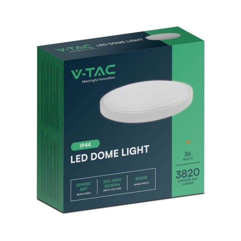 Plafon V-TAC 36W LED okrągły 35cm natynkowy IP44 biały VT-8630 3000K 3820lm 2 lata Gwarancji Plafon V-TAC 36W LED okrągły 35cm natynkowy IP44 biały VT-8630 3000K 3820lm 2 lata Gwarancji