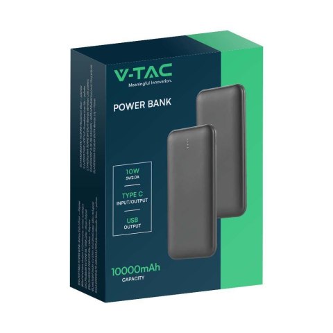 Power Bank V-TAC 10000mAh SLIM TYPE C Czarny VT-3527 Power Bank V-TAC 10000mAh SLIM TYPE C Czarny VT-3527