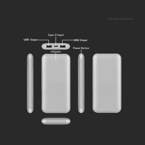 Power bank V-TAC 10000mAh slim type C srebrny VT-3527 2 lata Gwarancji Power bank V-TAC 10000mAh slim type C srebrny VT-3527 2 lata Gwarancji