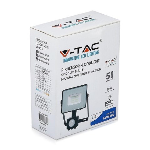 Projektor LED V-TAC 10W SAMSUNG CHIP Czujnik Ruchu Funkcja Cut-OFF Czarny VT-10-S-B 4000K 800lm 5 Lat Gwarancji Projektor LED V-TAC 10W SAMSUNG CHIP Czujnik Ruchu Funkcja Cut-OFF Czarny VT-10-S-B 4000K 800lm 5 Lat Gwarancji