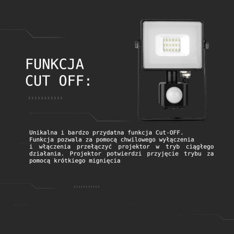 Projektor LED V-TAC 10W SAMSUNG CHIP Czujnik Ruchu Funkcja Cut-OFF Czarny VT-10-S-B 4000K 800lm 5 Lat Gwarancji Projektor LED V-TAC 10W SAMSUNG CHIP Czujnik Ruchu Funkcja Cut-OFF Czarny VT-10-S-B 4000K 800lm 5 Lat Gwarancji