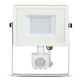 Projektor LED V-TAC 30W SAMSUNG CHIP Czujnik Ruchu Funkcja Cut-OFF Biały VT-30-S-W 4000K 2400lm 5 Lat Gwarancji