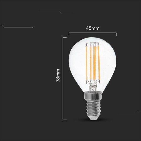 Żarówka LED V-TAC 6W filament E14 kulka P45 VT-2466 6500K 600lm 2 lata Gwarancji Żarówka LED V-TAC 6W filament E14 kulka P45 VT-2466 6500K 600lm 2 lata Gwarancji