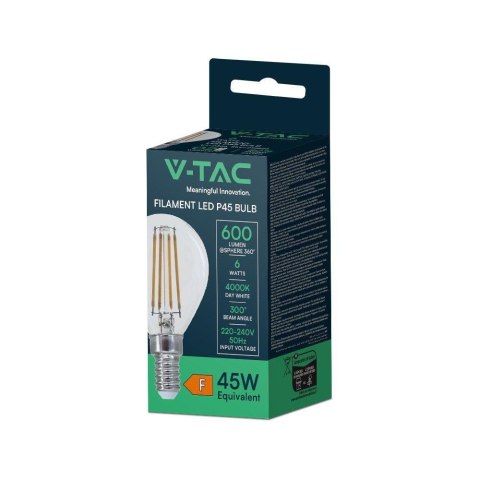 Żarówka LED V-TAC 6W filament E14 kulka P45 VT-2466 6500K 600lm 2 lata Gwarancji Żarówka LED V-TAC 6W filament E14 kulka P45 VT-2466 6500K 600lm 2 lata Gwarancji