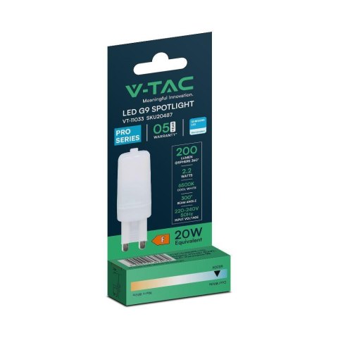 Żarówka LED V-TAC SAMSUNG CHIP 2.2W G9 VT-11033 4000K 200lm 5 Lat Gwarancji Żarówka LED V-TAC SAMSUNG CHIP 2.2W G9 VT-11033 4000K 200lm 5 Lat Gwarancji