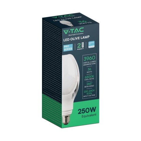 Żarówka LED V-TAC SAMSUNG CHIP 36W E27 110Lm/W VT-240 6500K 3960lm Żarówka LED V-TAC SAMSUNG CHIP 36W E27 110Lm/W VT-240 6500K 3960lm