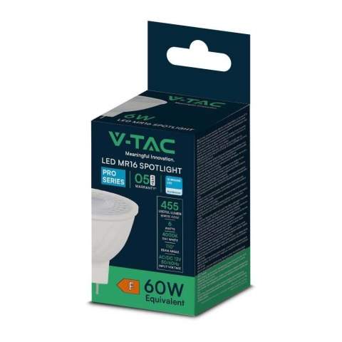 Żarówka LED V-TAC SAMSUNG CHIP 6W GU5.3 MR16 12V 110st VT-257 3000K 455lm 5 Lat Gwarancji Żarówka LED V-TAC SAMSUNG CHIP 6W GU5.3 MR16 12V 110st VT-257 3000K 455lm 5 Lat Gwarancji