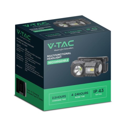 Latarka 3w1 czołowa rowerowa V-TAC 3W SMD ładowanie USB-C IP43 VT-9902 190lm 2 lata Gwarancji Latarka 3w1 czołowa rowerowa V-TAC 3W SMD ładowanie USB-C IP43 VT-9902 190lm 2 lata Gwarancji
